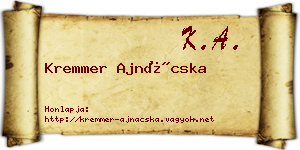 Kremmer Ajnácska névjegykártya